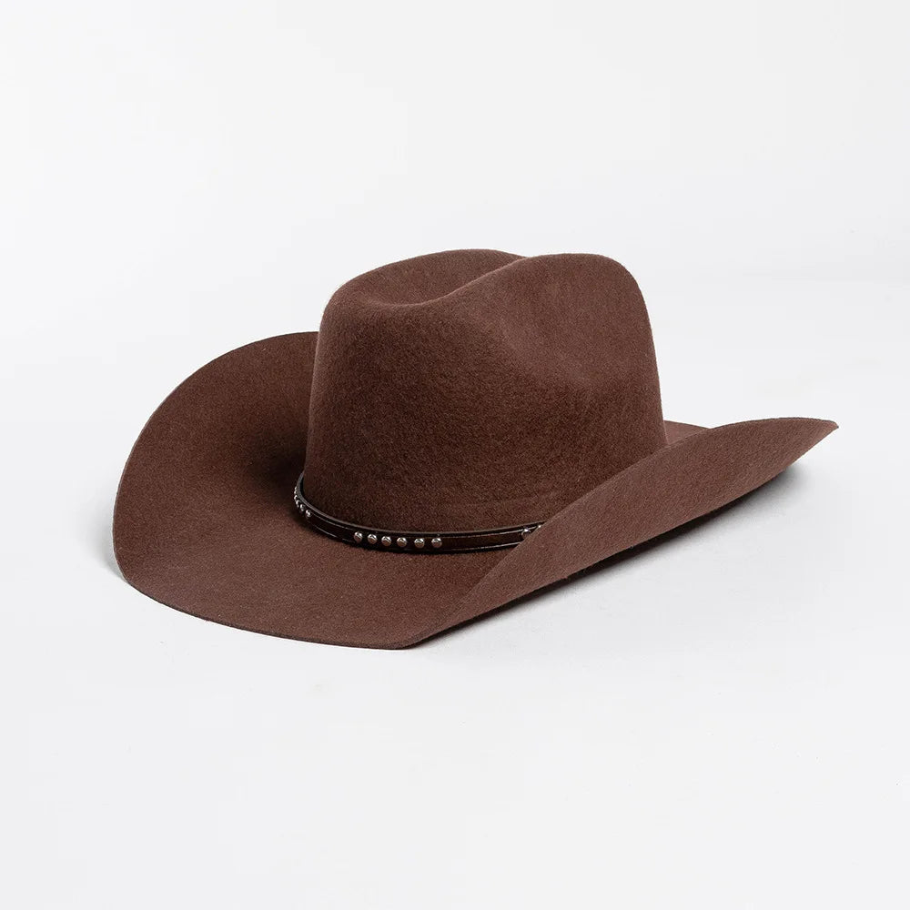 USPOP Autumn Winter Western Cowboy Hat Unisex Casual Studded Wool Felt Hat with Belt  Large Size Fedora Available in Sizes S-XL