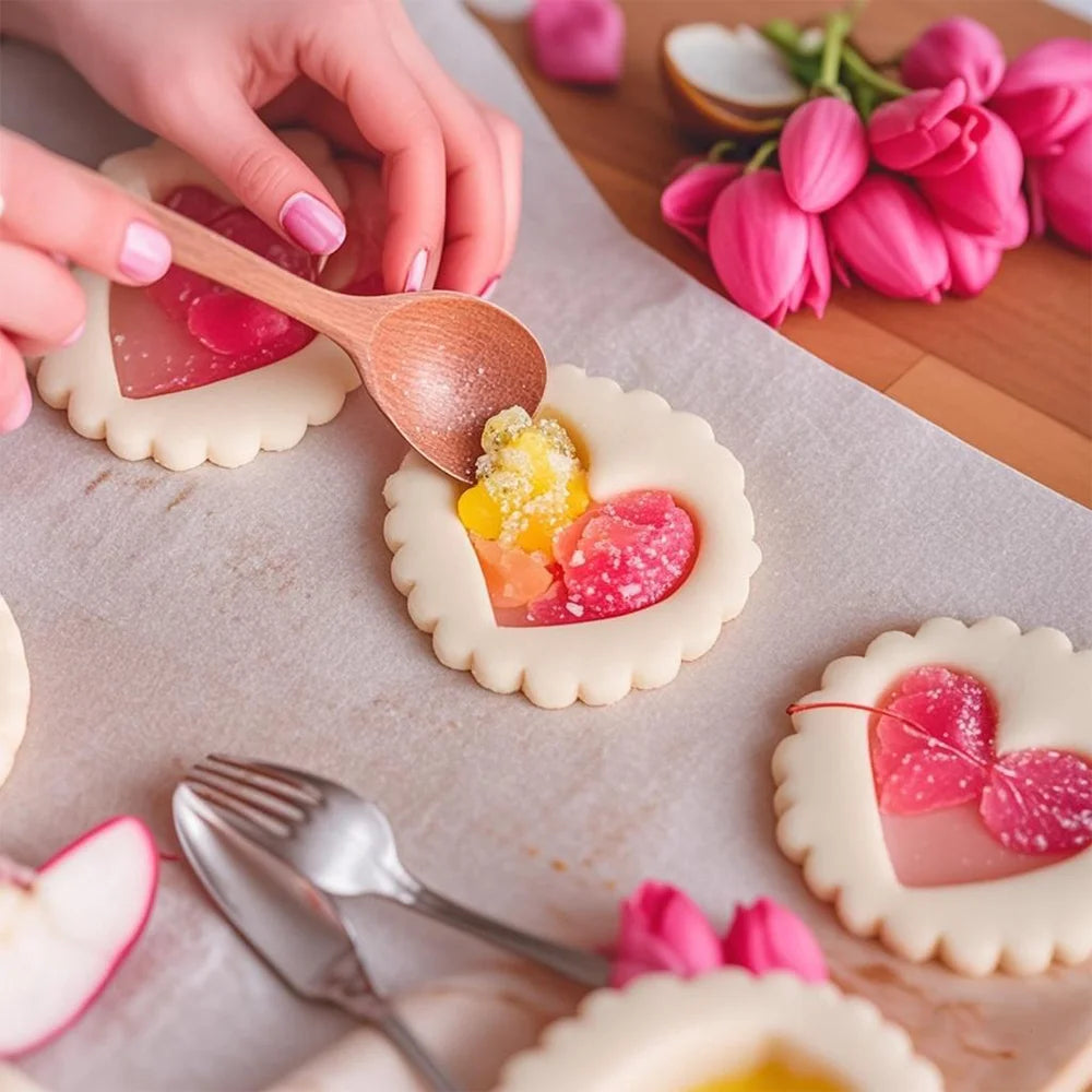 9PCS Jam Cookie Cutter Set Food Grade Moon Star Heart Flower Easy Clean Molds for Fondant Biscuit Pastry Home Baking