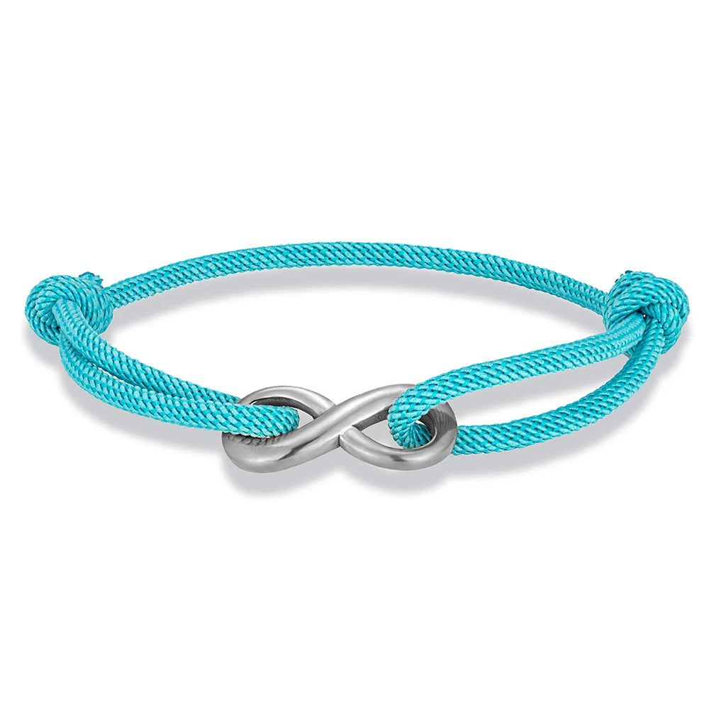 MKENDN Minimalist Stainless Steel Infinity Bracelet for Men Women Adjustable Rope Bracelet Couple Friendship Jewelry Gifts