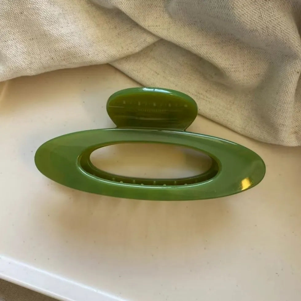 2Pcs French Style Hollow Jelly green Geometric Ellipse Arc Hair Clip Claw Retro Large Shark Clip Hair Accessories For Woman Girl