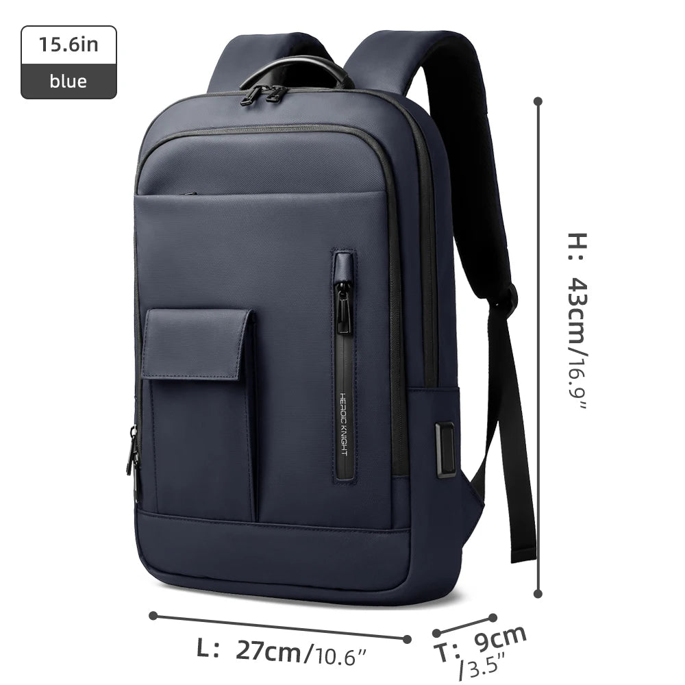 Heroic Knight Slim Backpack for Men Multifunction Work Backpack for 15.6' Laptop Bag Waterproof Business Bag College Bag Male