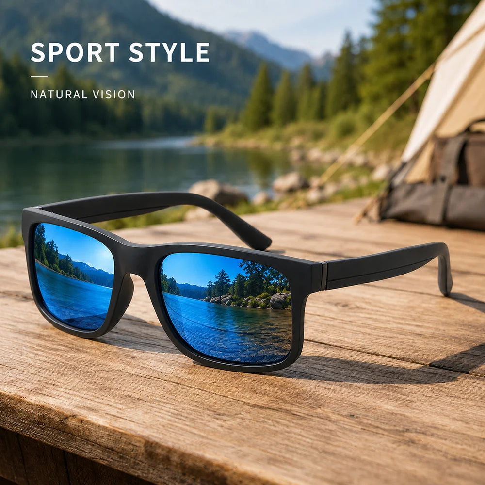 Matte Polarized Sunglasses Men Women UV400 Square Driving Sun Glasses Outdoor Sport Fishing Travel Eyewear Durable Hinge