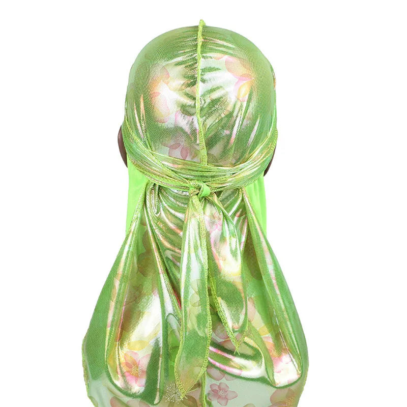 Satin Floral Printed Headband Scarves for Women Hair Accessories Mens Doo Rag Durag Long Tail Cap Bandana Turban Unisex Headwear
