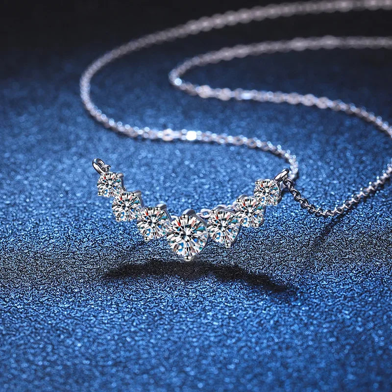 ALITREE Moissanite Necklace for Woman Wedding Fine Jewely with Certificates 925 Sterling Sliver Plated 18k White Gold Necklace