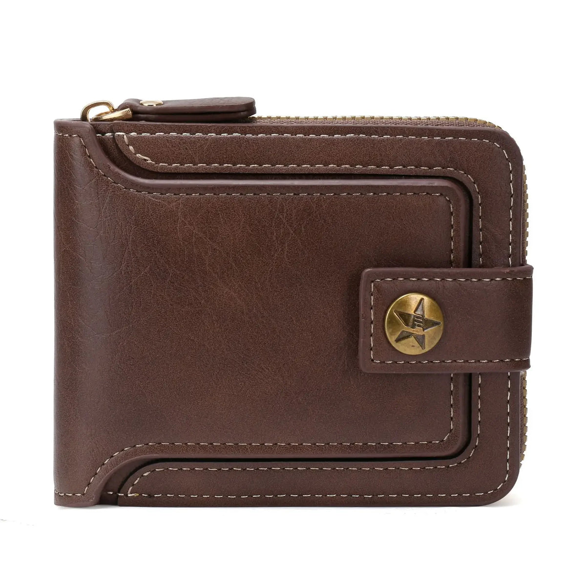 Short Horizontal Zipper Coin Pocket Tri-fold Card Case Purse Billetera Hombre Vintage Men High Quality PU Leather Small Wallet