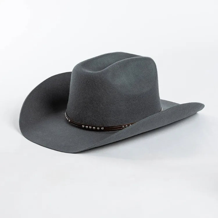 USPOP Autumn Winter Western Cowboy Hat Unisex Casual Studded Wool Felt Hat with Belt  Large Size Fedora Available in Sizes S-XL