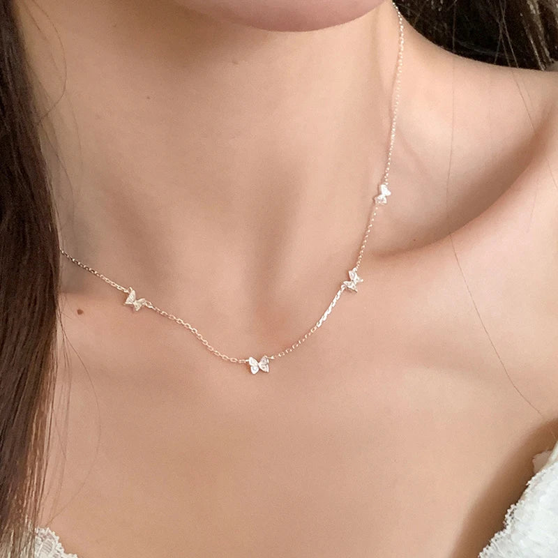 New 925 Sterling Silver Butterfly Necklace Personality Charm Animal Shape Woman Earrings Birthday Party Gift Exquisite Jewelry