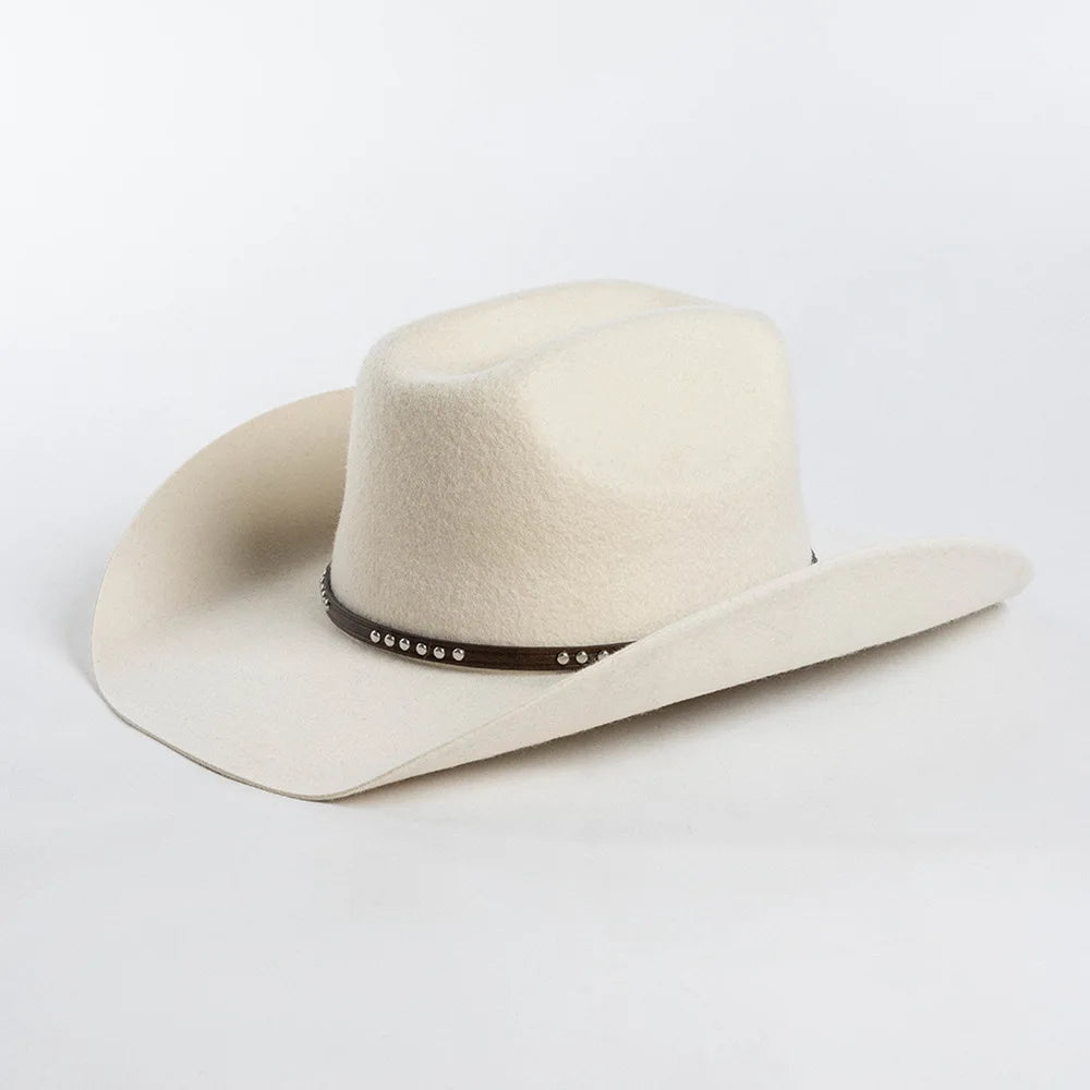 USPOP Autumn Winter Western Cowboy Hat Unisex Casual Studded Wool Felt Hat with Belt  Large Size Fedora Available in Sizes S-XL