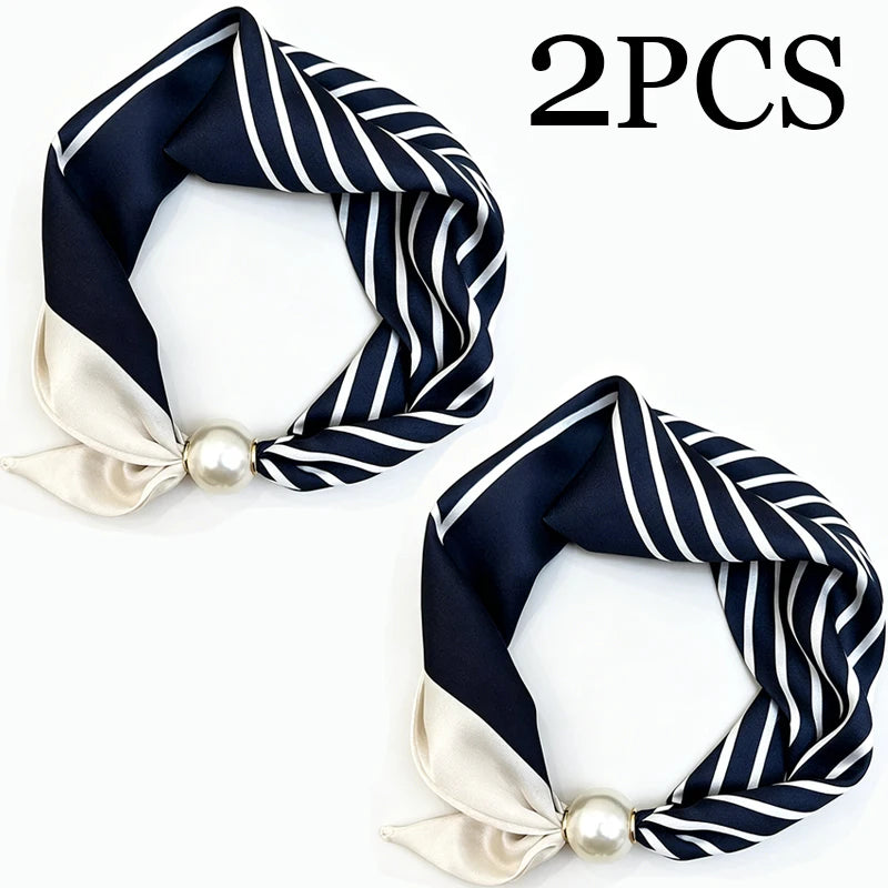 1/2PCS Elegant Pearl Tail Magnetic Clasp Scarf Summer New Versatile Breathable Fashion Artistic Accessory Neck Wrap Scarves