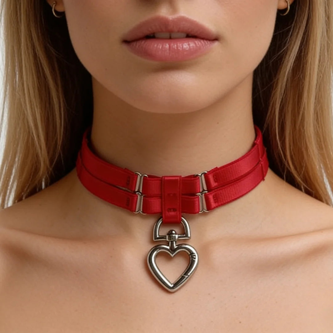UYEE Women Colorful Tie Neck Ring Large Circle Heart Geometric Shape Accessory Belt Sweet Cool Style Iron Material for All Ages