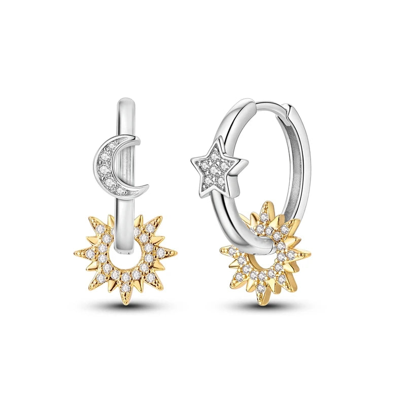 Original 925 Sterling Silver Women Hoop Earrings High Quality Shine Zircon U Shaped Classic Style Earring For Women Jewelry Gift