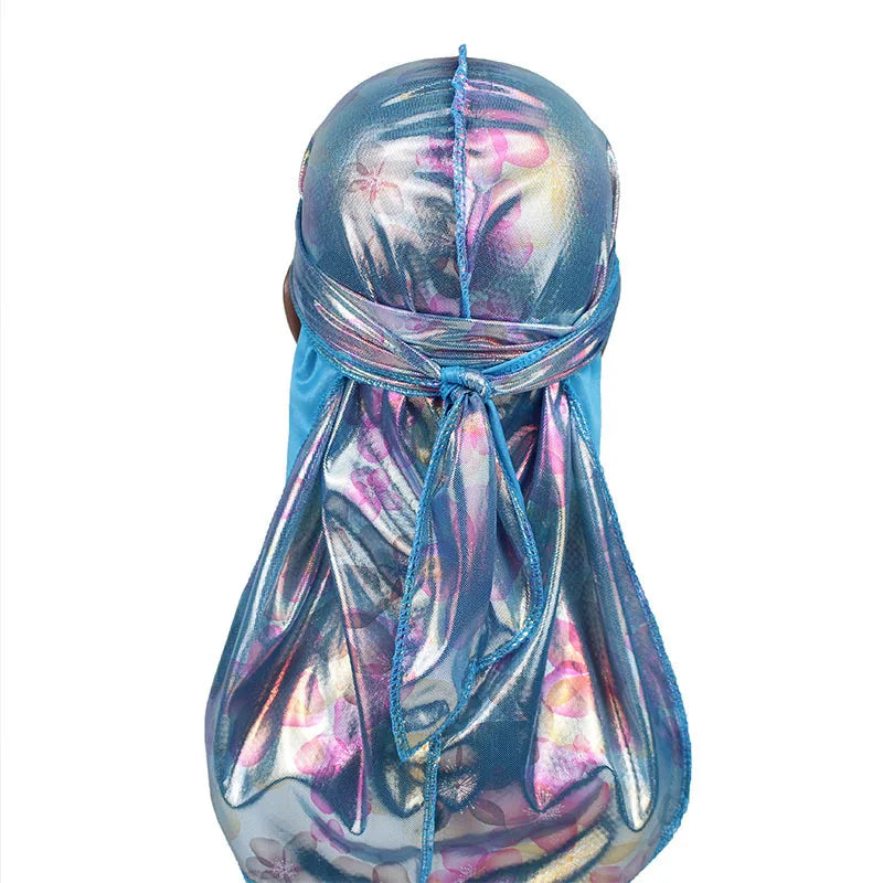 Satin Floral Printed Headband Scarves for Women Hair Accessories Mens Doo Rag Durag Long Tail Cap Bandana Turban Unisex Headwear