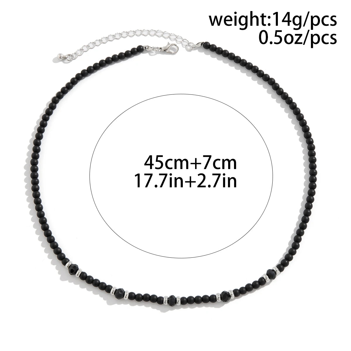 Salircon Punk Black Crystal Bead Clavicle Necklace Men's Simple Ethnic Style Bead Chain Choker On Neck Jewelry Gift