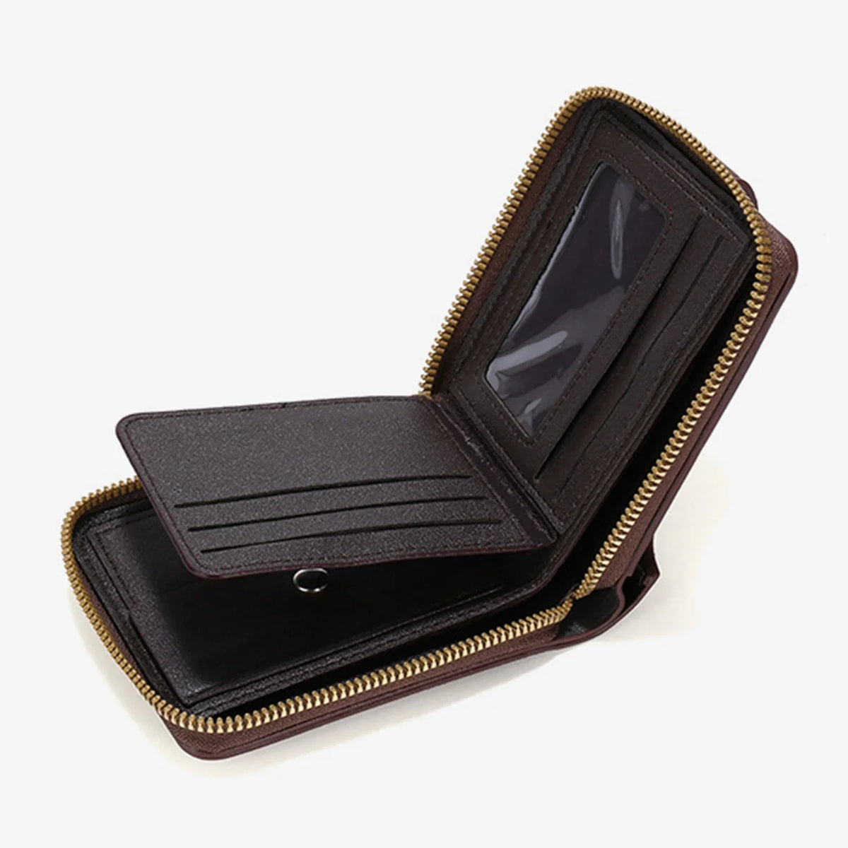 Short Horizontal Zipper Coin Pocket Tri-fold Card Case Purse Billetera Hombre Vintage Men High Quality PU Leather Small Wallet