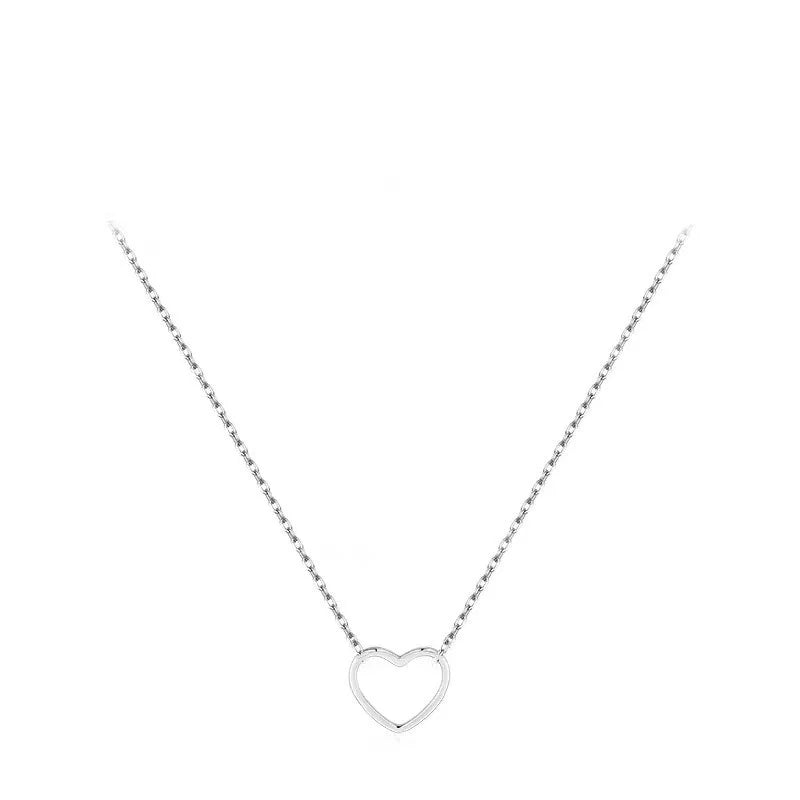 New Simple Stainless Steel Love Heart Pendant Necklace for Women Fashion Geometric Clavicle Chain Necklaces Party Jewelry Gifts