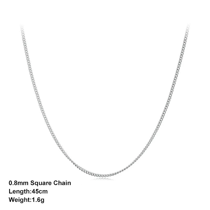 WOSTU Classic Basic Chains Solid 925 Sterling Silver O-Shaped Necklace Twisted Snake Bar Singapore Box Chain Square Links 45CM