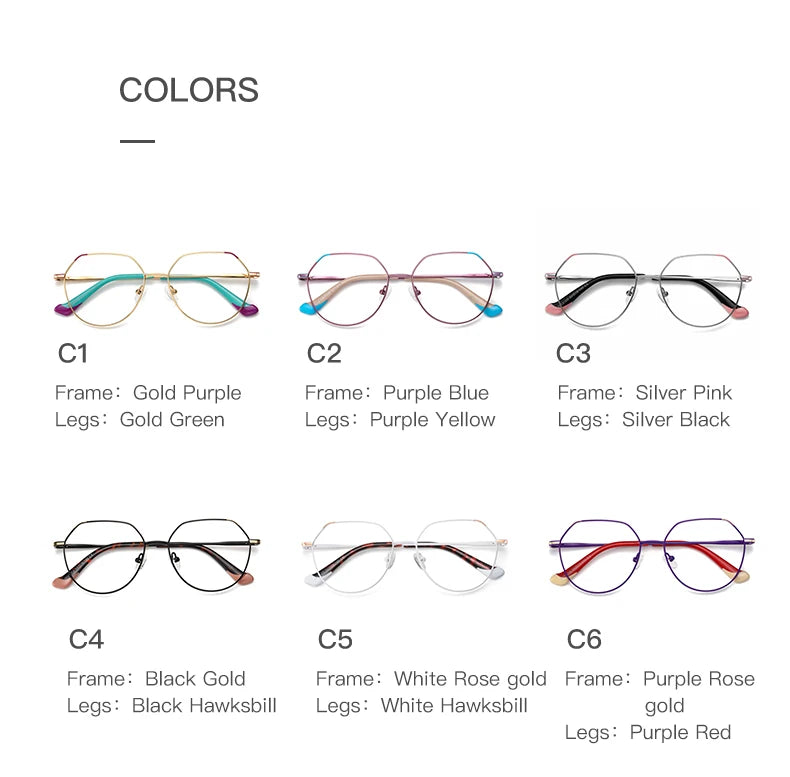 VICKY Metal Myopia Prescription Glasses Hyperopia Reading Glasses Women Anti Blue Light Computer  Glasses Optical Glasses Frame