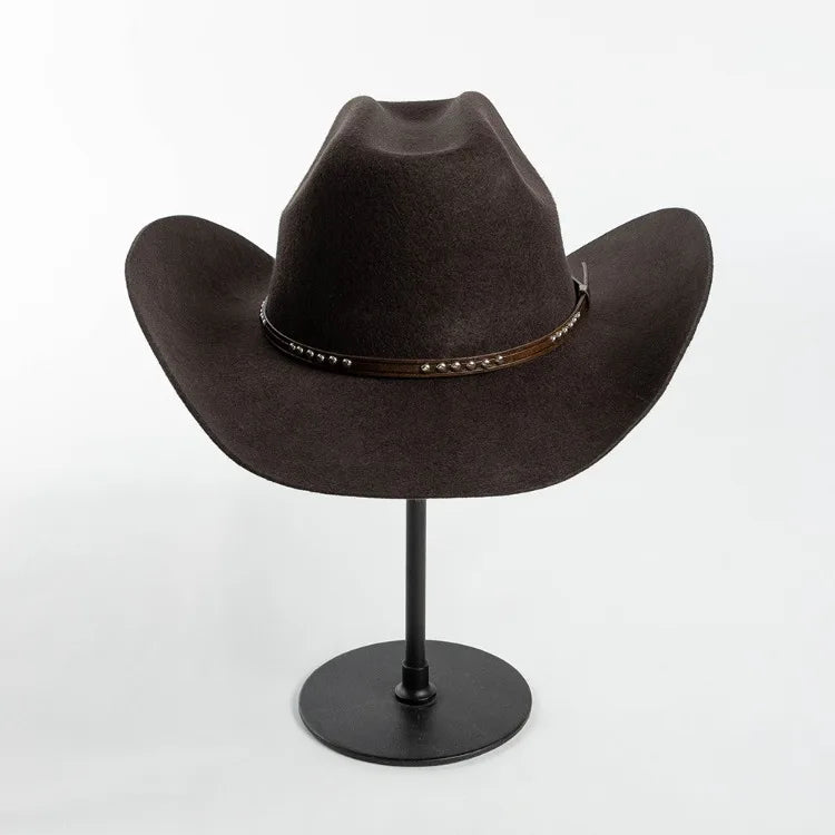 USPOP Autumn Winter Western Cowboy Hat Unisex Casual Studded Wool Felt Hat with Belt  Large Size Fedora Available in Sizes S-XL