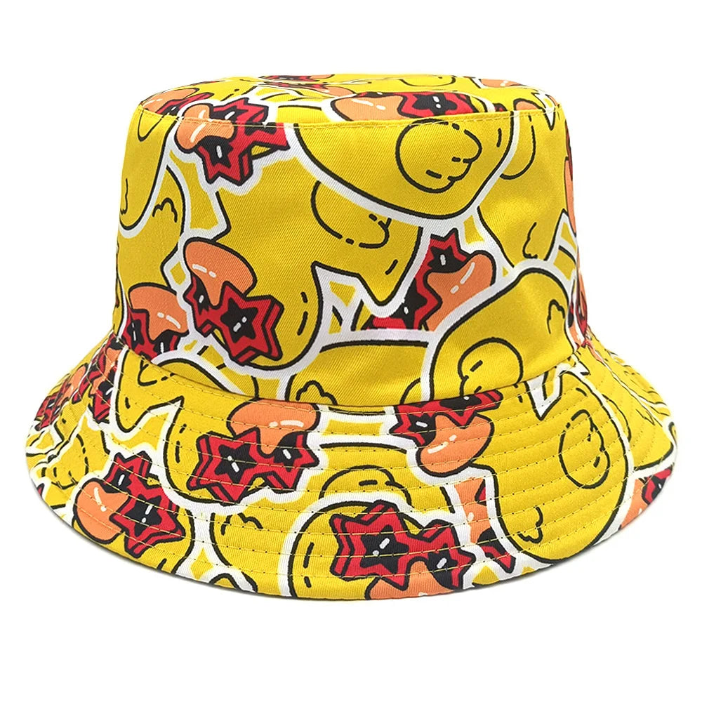Duck Print Panama Summer Sunscreen Sun Hat Women Men Suitable for Daily Wear Bucket Hats Travel Fashion Decorate Fisherman Hats