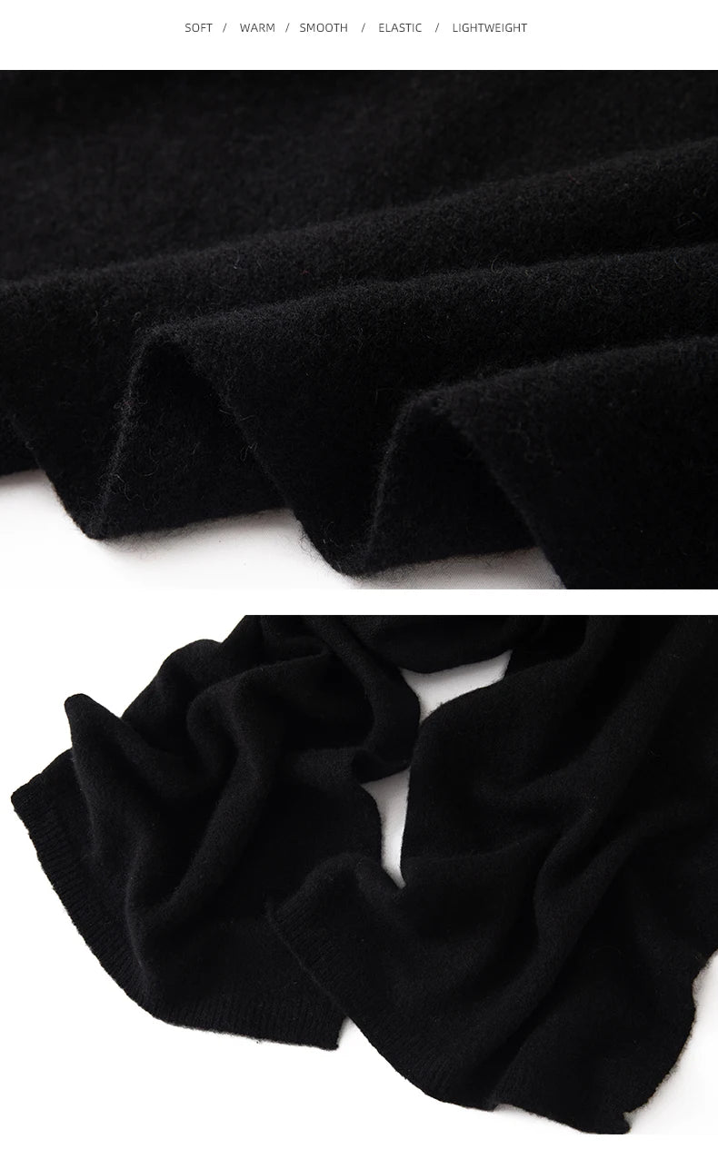 Soft 100% Cashmere Scarf for Autumn and Winter, Women's Knitted Warm Neck Protection Scarf 160*25CM