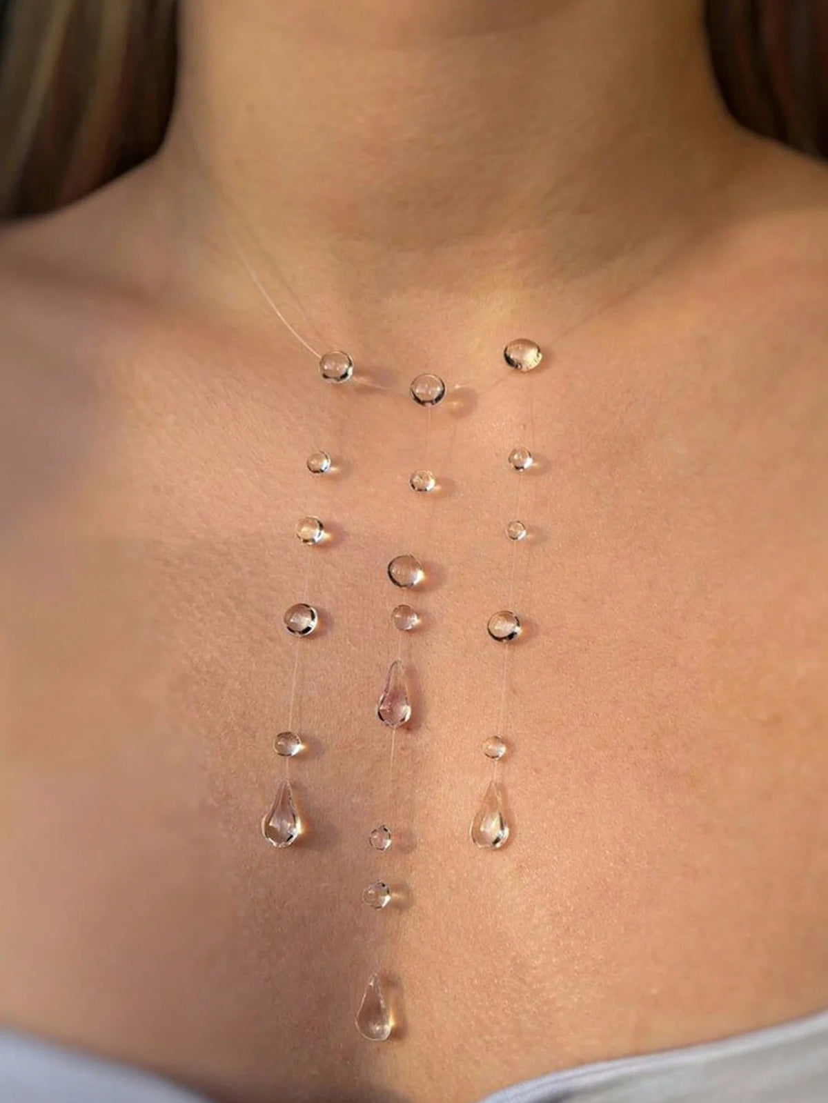 Ins Simulation Water Drop Clear Dewdrop Series Necklace Handmade Glue Dripped Fashion Jewelry Women Niche Gifts Friends
