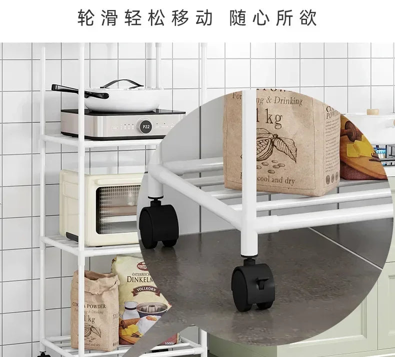 Kitchen mobile storage cart, multi-layer floor rack, dish refrigerator organizer refrigerator organizer
