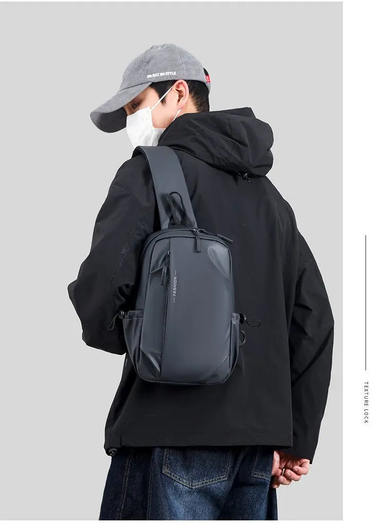 Large Capacity Fashion Waterproof Men's Crossbody Bag Casual Travel Leisure Ladies Single Shoulder Slant Bag Chest Bag