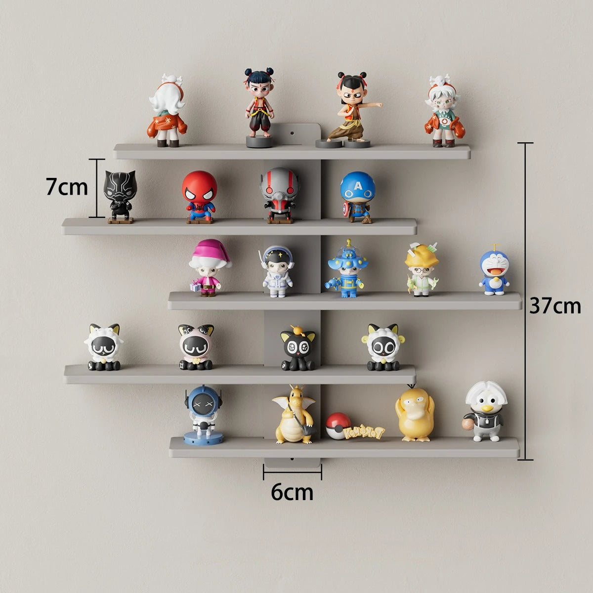 Adjustable Wall-mounted Display Stand for Action Dolls, Small Building Blocks and Collectibles - Modern Indoor Storage Shelf