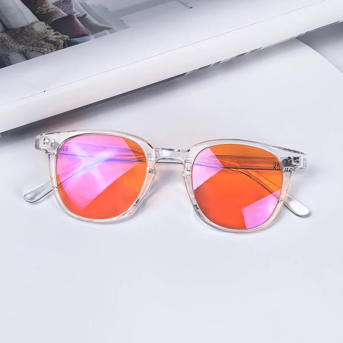 SHINU Red Lens Glasses Women Sleep Better Blue Light Blocking Glasses for Long Screen Time Orange Lens Glasses Gaming Eyewear