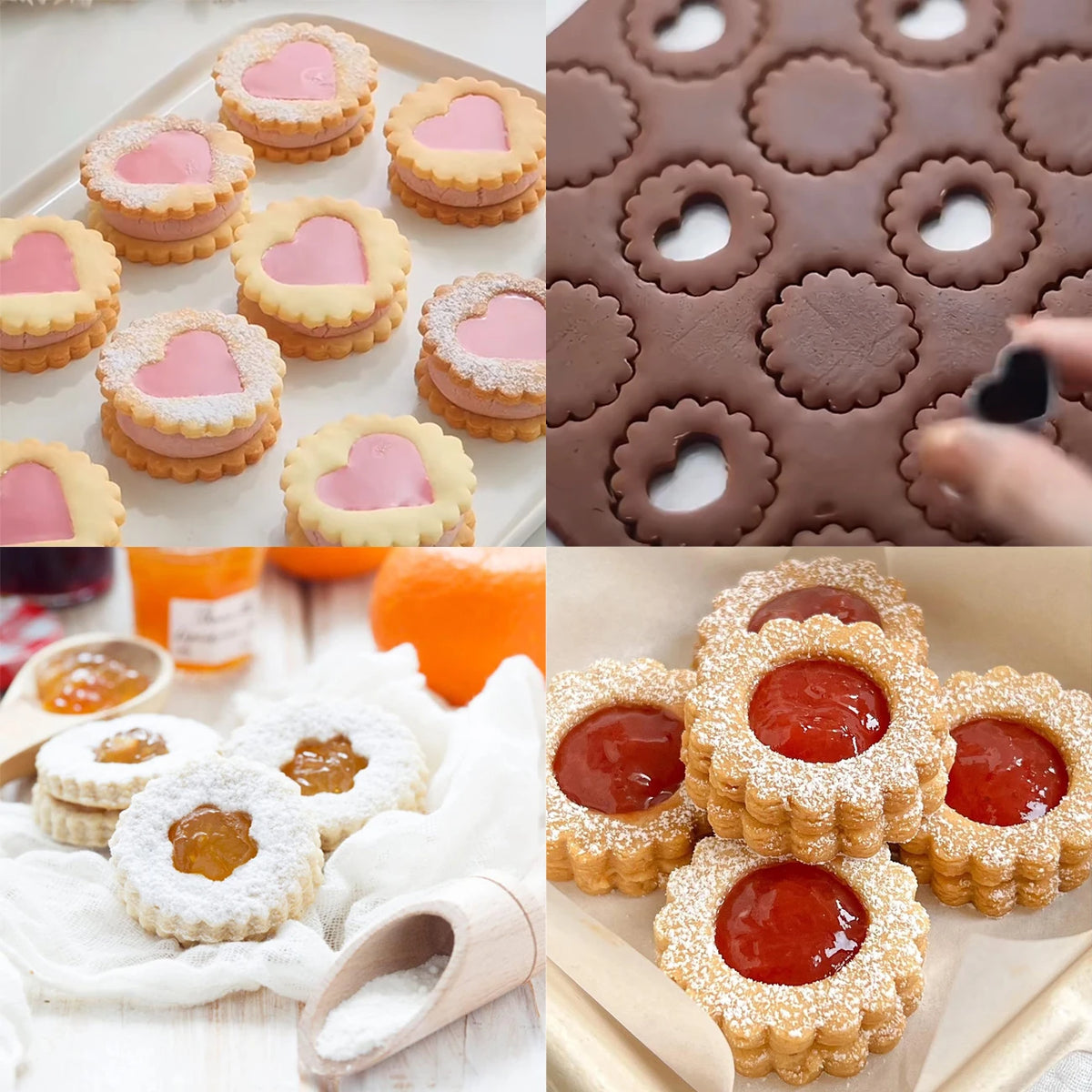 9PCS Jam Cookie Cutter Set Food Grade Moon Star Heart Flower Easy Clean Molds for Fondant Biscuit Pastry Home Baking