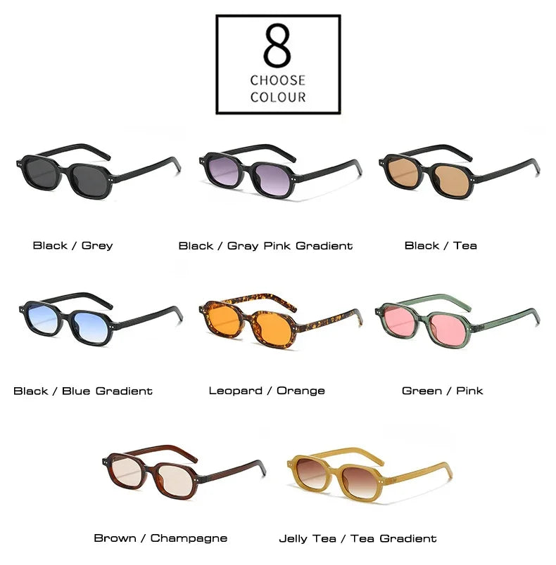 SO&EI Retro Small Oval Sunglasses Women Shades UV400 Fashion Rivets Men Jelly Color Gradient Punk Sun Glasses