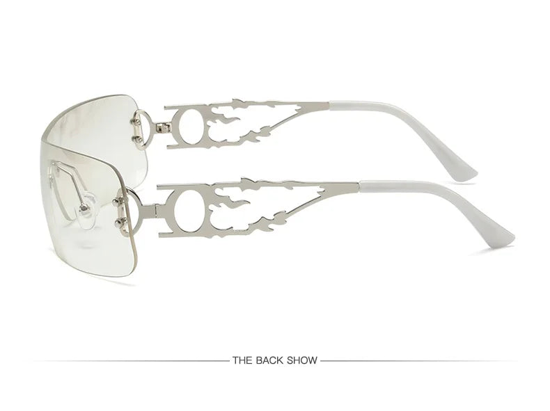 New Fashion Rimless Y2K Sunglasses Women Men 2026 High Quality Trending Product Rave Party Festival Oculos De Sol UV400
