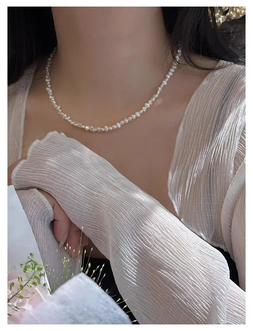 YWYC 4-5mm Baroque Freshwater Pearl Necklaces 38cm 45cm 50cm 925sterling Silver Necklaces Jewelry Gift 2026 New Arrivals