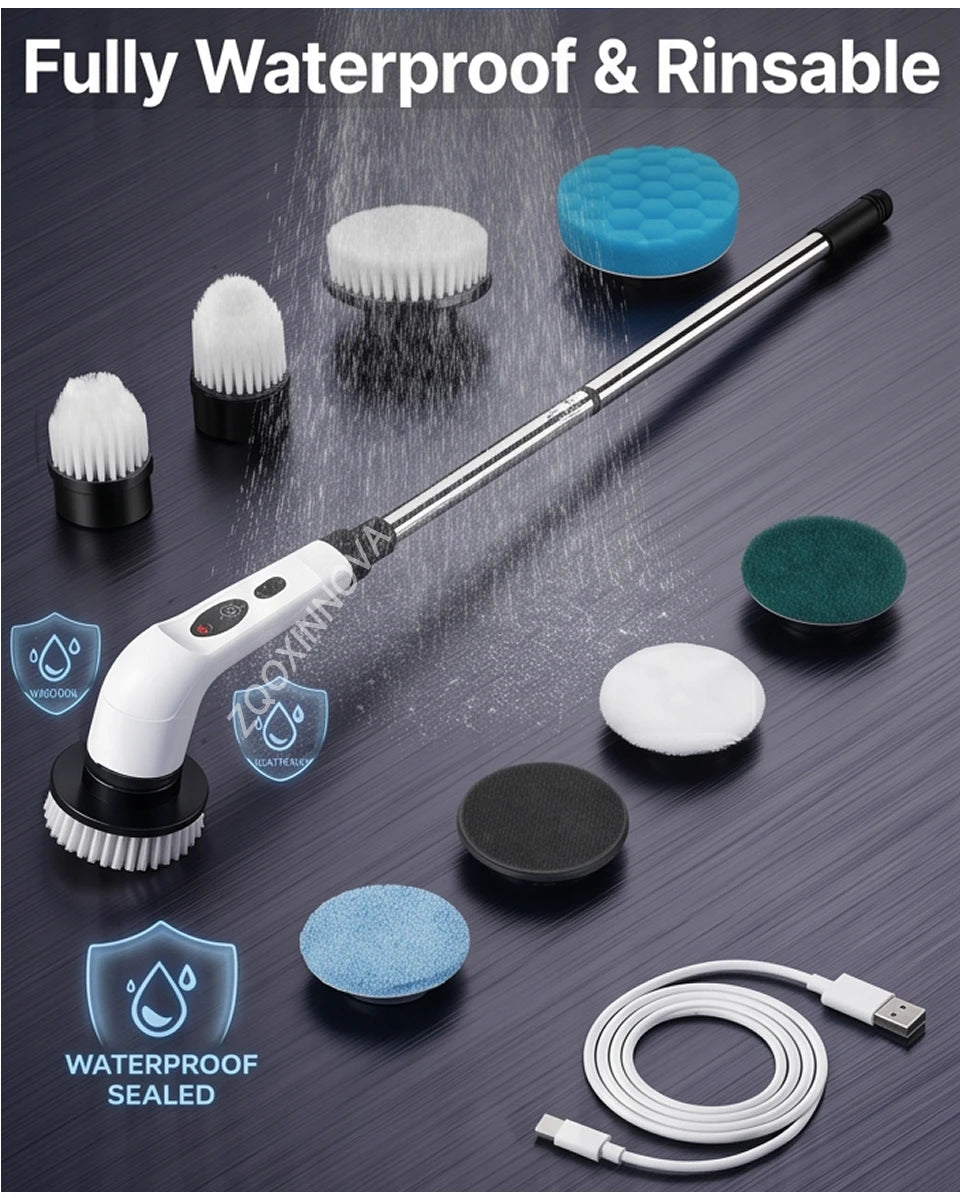 Household Cordless Spin Scrubber Multipurpose Cleaning Brush  Kitchen Gadgets Hair Brushes Bathroom Broom Toilet Electric Mops