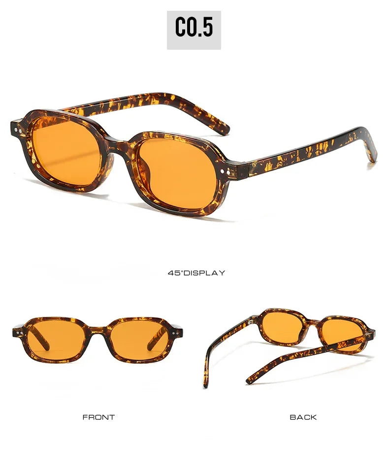 SO&EI Retro Small Oval Sunglasses Women Shades UV400 Fashion Rivets Men Jelly Color Gradient Punk Sun Glasses
