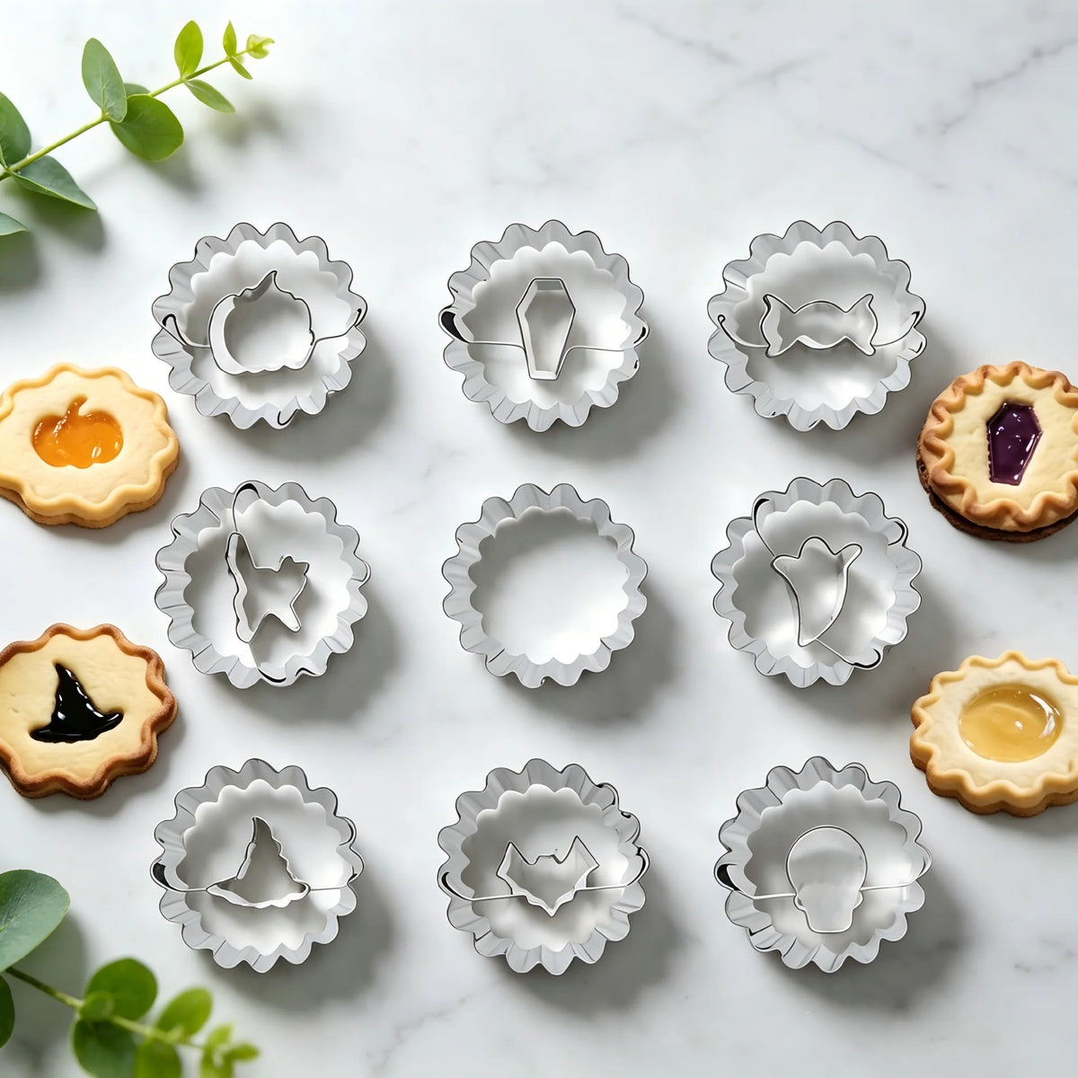 9PCS Jam Cookie Cutter Set Food Grade Moon Star Heart Flower Easy Clean Molds for Fondant Biscuit Pastry Home Baking
