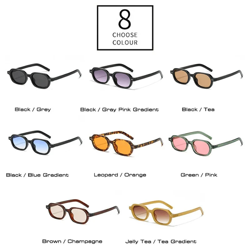 SO&EI Retro Small Oval Sunglasses Women Shades UV400 Fashion Rivets Men Jelly Color Gradient Punk Sun Glasses