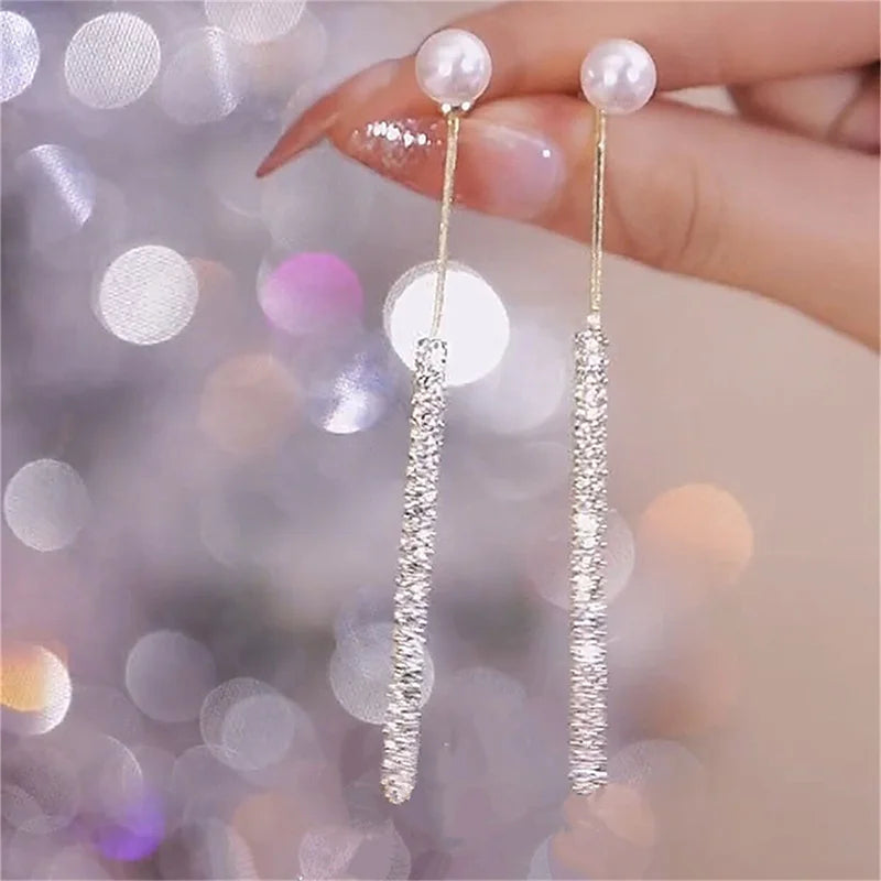 Elegant Lady's Pearl Pendant Earrings Korean Fashion Jewelry Party Student Girl's Simple Accessories Wedding Earrings For Woman