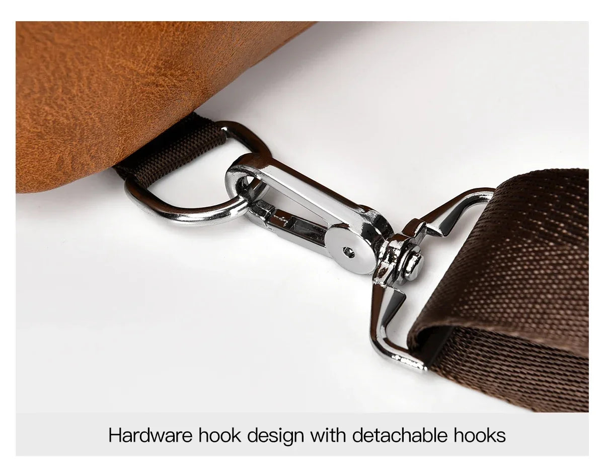 2026 New Men's Bag High Quality PU Leather Men's Chest Bag Simple Waterproof Single Shoulder Crossbody Bags Messenger Bag Gift