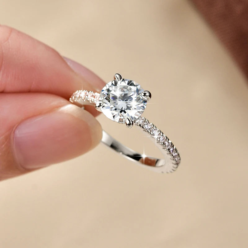 IOGOU Classic 8mm 2.0CT D Moissanite Ring 14k Gold Filled Engagement Wedding Rings for Women Finger Jewelry with GRA Certificate