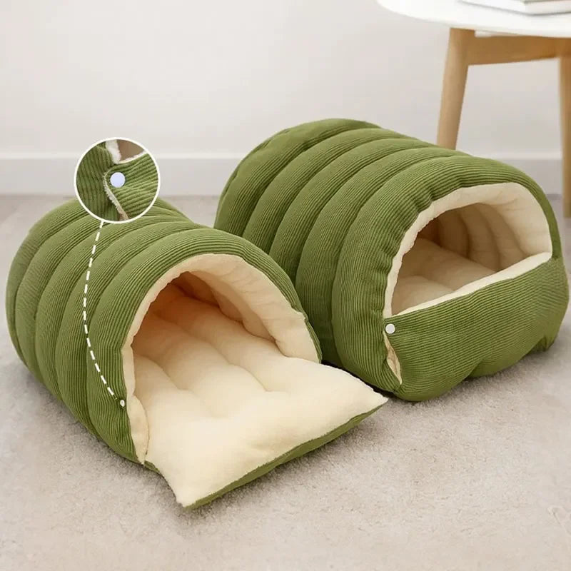 Plush Cat Bed Warm Pet House Thickening Warmth Comfort Soft Winter Kittens Sleeping Beds Cat Cave For Pet Warmth Pet Supplies
