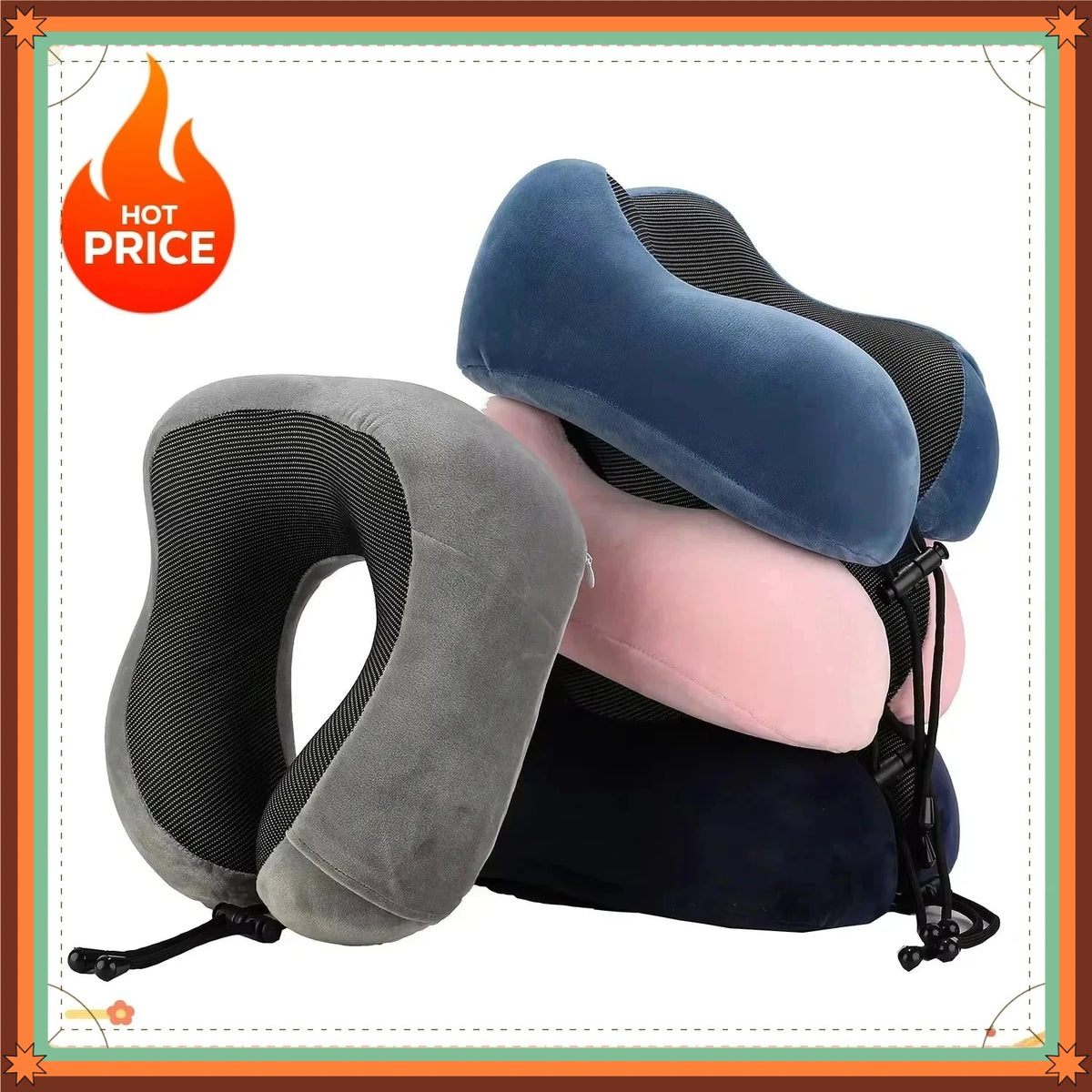 Massage U‑Shaped Memory Foam Travel Neck Pillow Ergonomic Cervical Support Cushion for Airplane Car Road Trip Rest