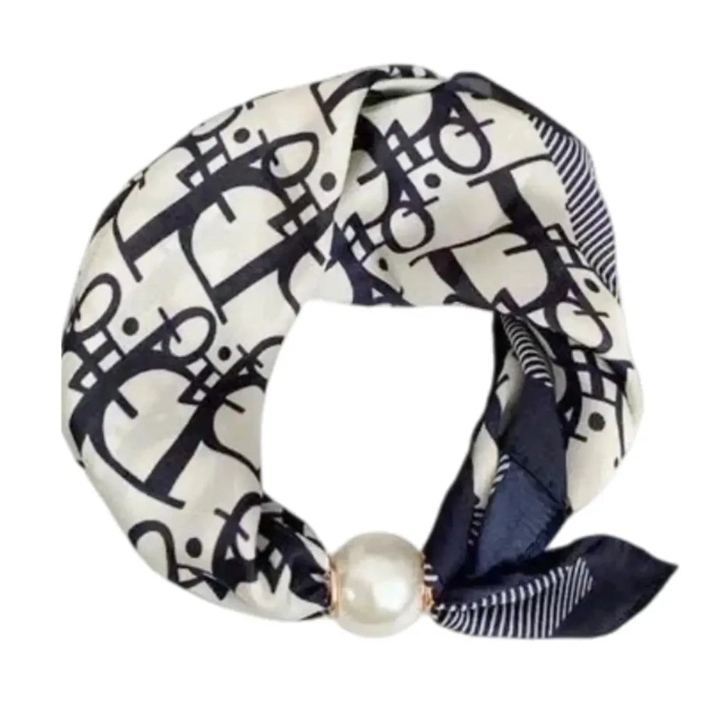 1/2PCS Elegant Pearl Tail Magnetic Clasp Scarf Summer New Versatile Breathable Fashion Artistic Accessory Neck Wrap Scarves