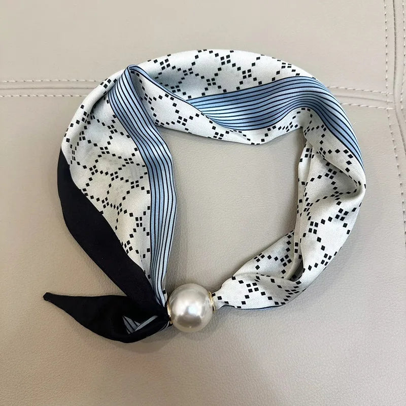 1/2PCS Elegant Pearl Tail Magnetic Clasp Scarf Summer New Versatile Breathable Fashion Artistic Accessory Neck Wrap Scarves