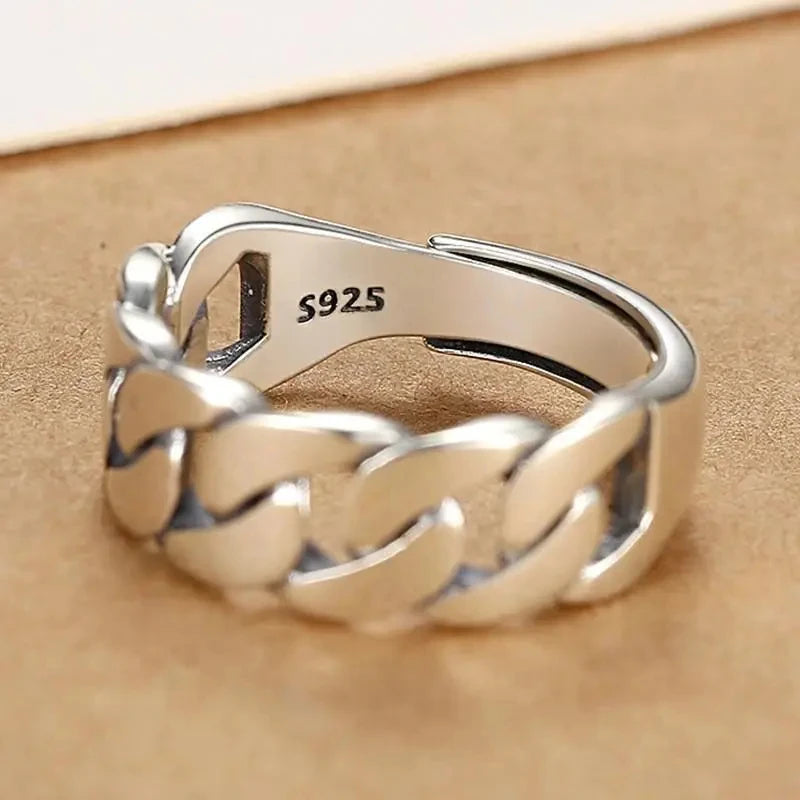 Sam Panda 925 Sterling Silver Rings For Women Men Fine Jewelry Finger Adjustable Open Wing Shape Ring For Party Birthday Gift