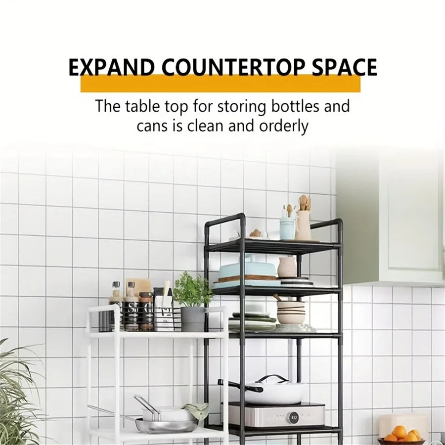 Multi-Layer Kitchen Rack Floor To Floor Storage Rack Household Microwave Stove Shelves Multi Scene Tool Pot Rack Kitchen Storage