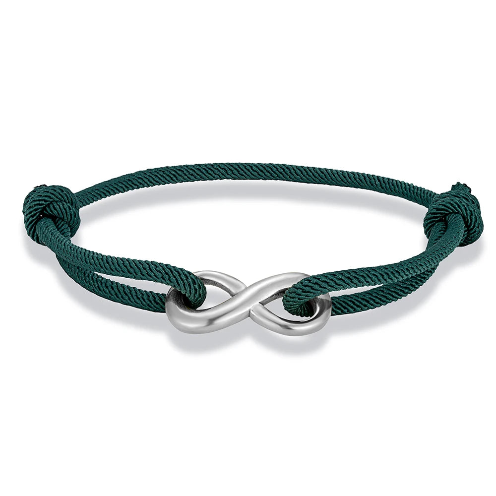 MKENDN Minimalist Stainless Steel Infinity Bracelet for Men Women Adjustable Rope Bracelet Couple Friendship Jewelry Gifts