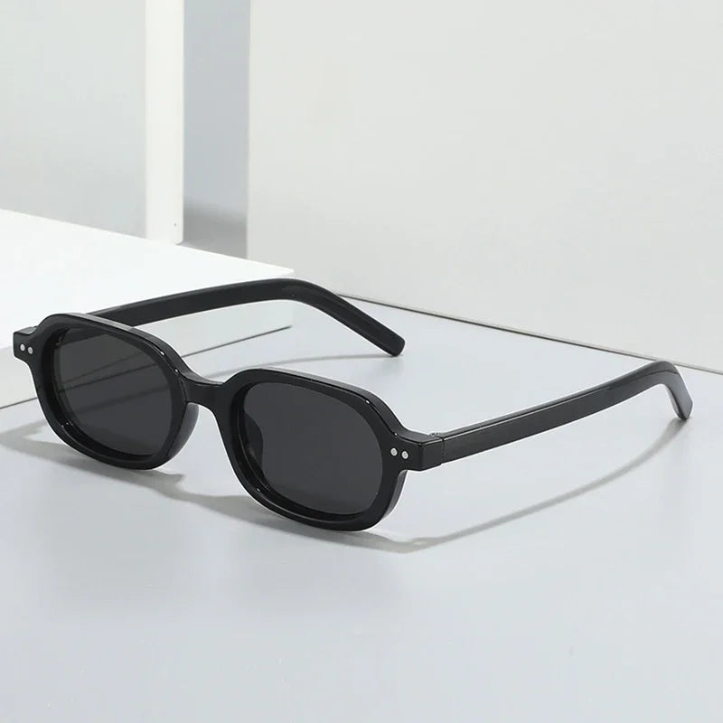 SO&EI Retro Small Oval Sunglasses Women Shades UV400 Fashion Rivets Men Jelly Color Gradient Punk Sun Glasses