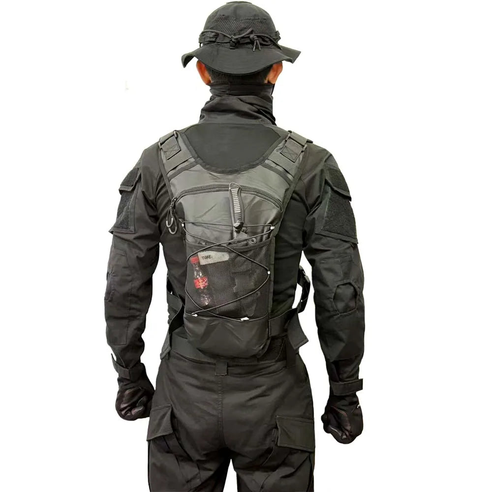 Outdoor tactical chest bag, multi-functional vest, multi-pocket sport cycling backpack, water bag, running vest Saco peito homem