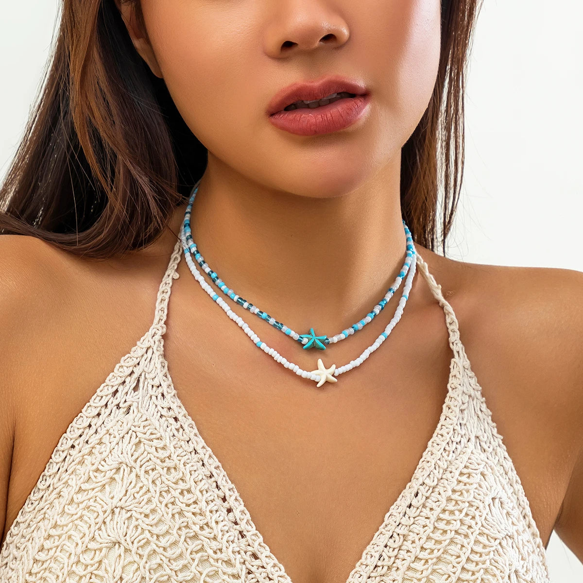Layered Small Seed Beads Chains with Starfish Turtle Choker Necklace for Women Trendy Collar on Neck 2023 Fashion Jewelry Female